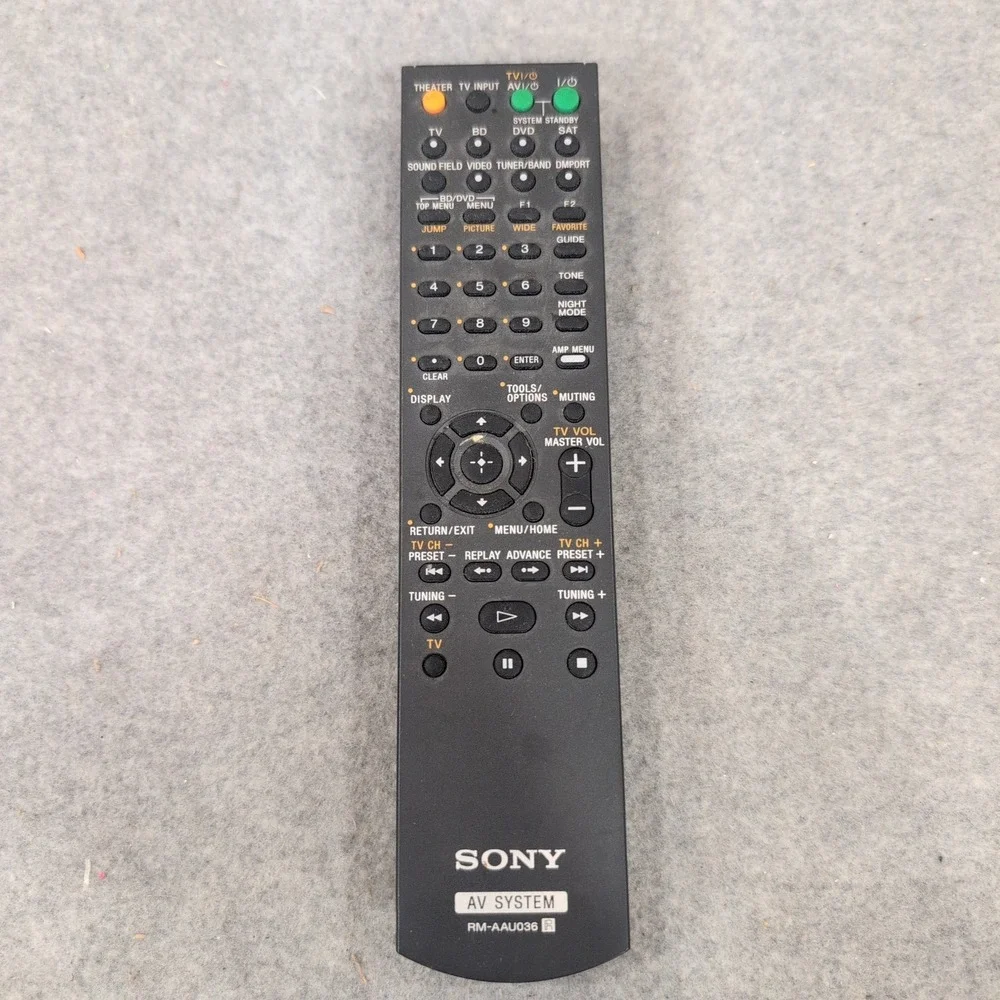 Sony RM-AAU036 AV System Remote Control‎ Black Home Theater Receiver OEM